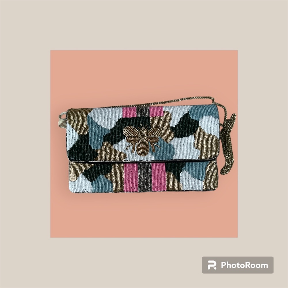Beaded evening clutch bag